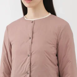 Veste légère pliable en nylon recyclé sans col pour femme